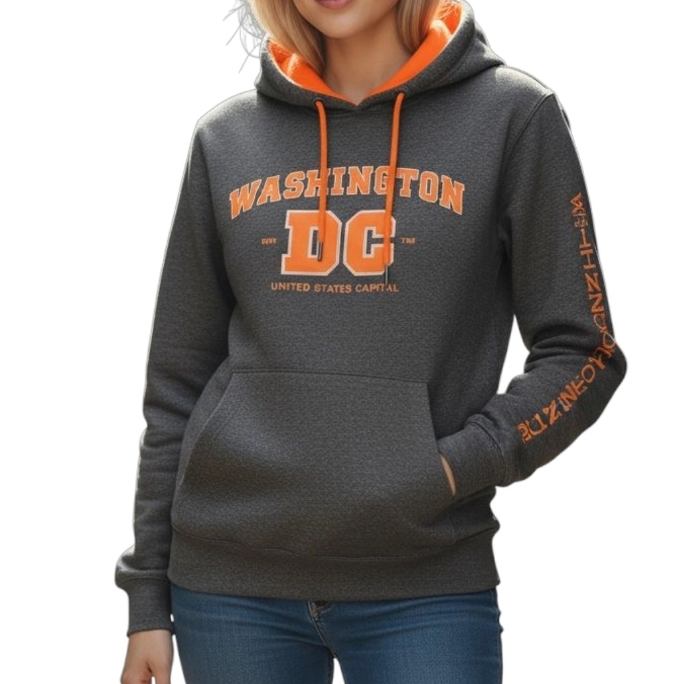 Washington DC Gray and Orange Hoodie